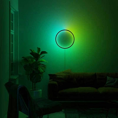 Black Metal Modern Style Wall Light LED Fixture Ambient Ring LED Wall Sconce for Bedroom