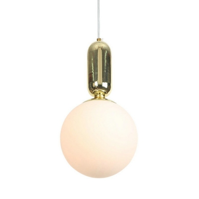 Contemporary Ball Pendant Ceiling Light White Glass 1 Head Dining Room Hanging Lamp