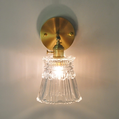Contemporary Brass Sconce Lights 1 Light Clear Glass Shade Wall Light Sconce for Corridor Bedroom