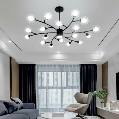 Contemporary Glass Chandeliers 18 Head Ceiling Pendant Light for Living Room Bedroom