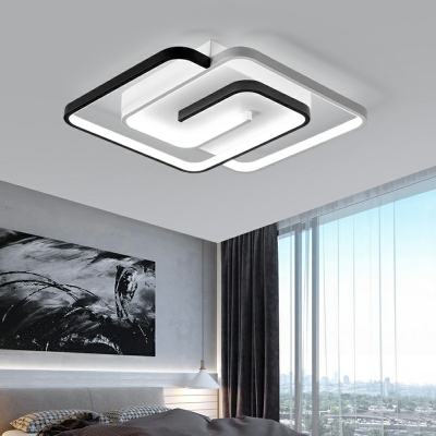 Contemporary Style Geometric Shape Ceiling Lighting Black Iron Bedroom LED White Light Ceiling Mounted Fixture