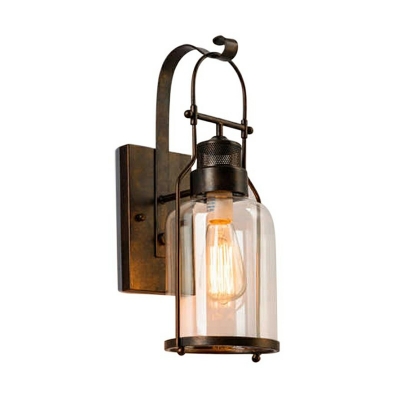 Country Style Glass Shaded Wall Mount Light 1 Head Indoor Wall Sconce for Hallway Foyer Balcony
