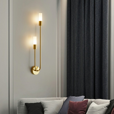 Cylinder Sconce Light Fixture 2 Lights Modern Creative Metal and Glass Shade Wall Mount Light for Bedroom