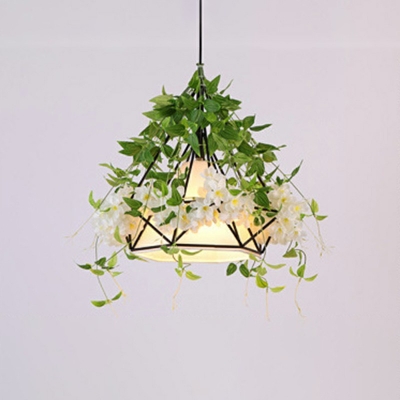 Industrial Caged Pendant Light Metal 1 Light Plants Decorative Hanging Lamp for Coffee Shop and Restaurant
