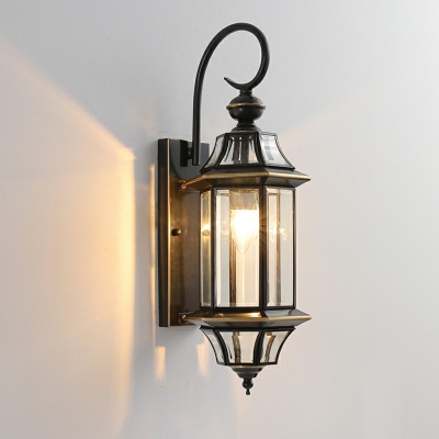 Industrial Sconce Glass 1 Light Metal Wall Mounted Light Fixture in Black