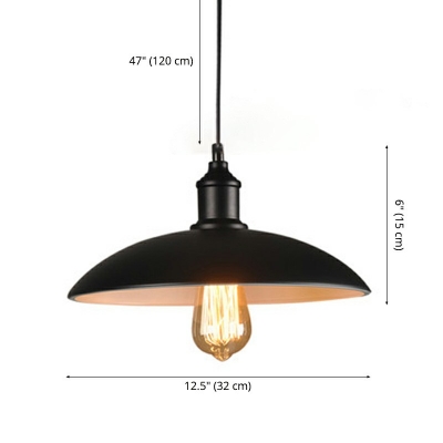 Industrial Style Dome Shaped Pendant Light Metal 1 Light Hanging Lamp for Dinning Room