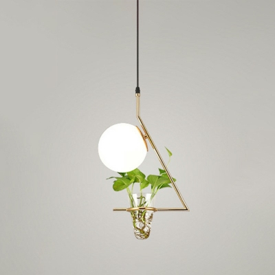 Industrial Style Pendant Light Glass 1 Light Plants Decorative Hanging Lamp, without Plants