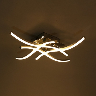 Interlocked Linear LED Modern Ceiling Light Linear Arcylic Shade Flush Mount Ceiling Fixture