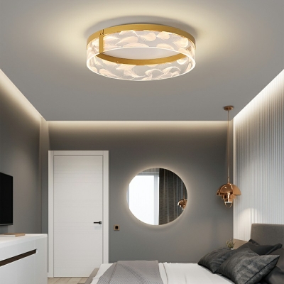 LED Ceiling Light Acrylic Shade Minimalism LED Dining Room Flush-mount Lamp with Feather pattern