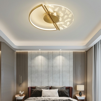 LED Ceiling Light Acrylic Shade Minimalism LED Dining Room Flush-mount Lamp with Feather pattern