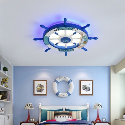 Mediterranean Helmsman Ceiling Light with Acrylic Flush Mount Ceiling Light for Children's Room Study Room