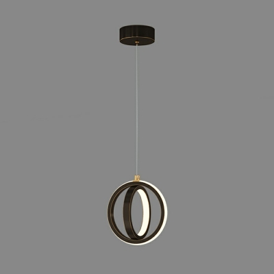 Minimalisma Metal LED Hanging Light 2 Rings Acrylic Lighting for Bar Dinning Room
