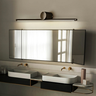Minimalist Linear Wall Mounted Light Fixture Metal LED Wall Mounted Mirror Front for Bathroom