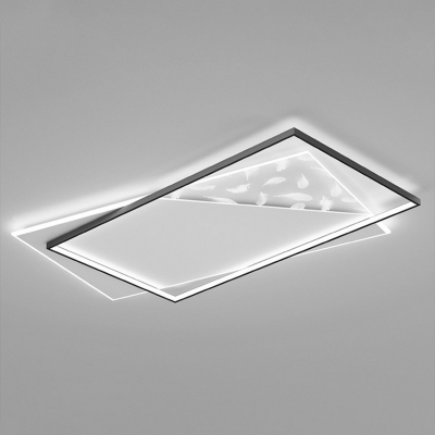 Minimalist Simple Acrylic LED Semi Flush Mount Metal Indoor Ceiling Light with Feather