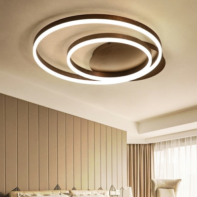 Modern Simplicity Arcylic Flush Mount Light Fixtures Bedroom Black Double Circle Flush Mount Ceiling Light