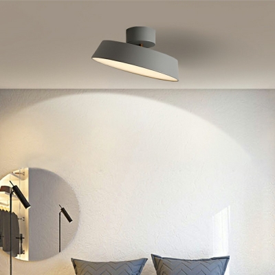 Modern Style Macaron Barn Shaped Semi Flush Mount Light Metal 1 Light Ceiling Light for Living Room
