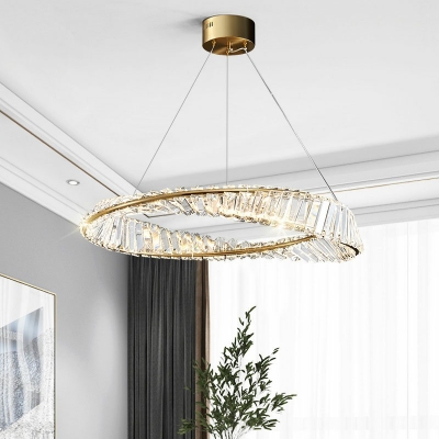 Modern Style Ring Chandelier Crystal 1 Light Chandelier for Living Room