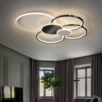 Modern Style Ring Shaped Flush Mount Light Acrylic 6 Light Ceiling Light for Living Room