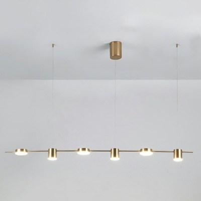 Modern Style Simple Linear Island Pendant Glass 6 Light Island Light  for Bar