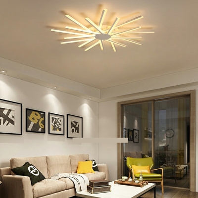 Modernism Slender Bar Acrylic Flush Mount Light in White LED Ceiling Fixture for Living Room