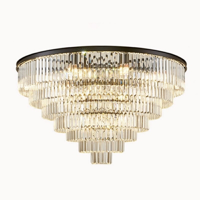 Multi Tier Ceiling Lamp Contemporary Crystal LED Ceiling Mount Light for Dining Room