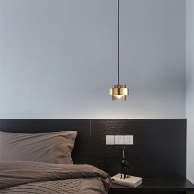 Nordic Style LED Hanging Light Modern and Simple Glass Cylinder Pendant Light for Bedside