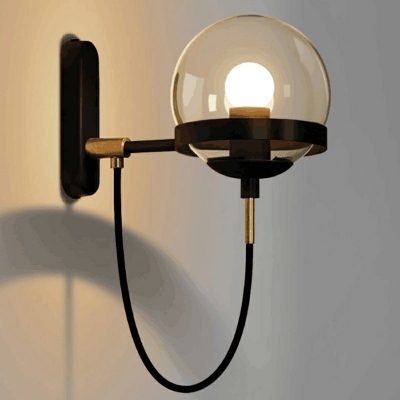 Postmodern Style Globe Wall Sconce Light 1 Head Glass Wall Lamps for Bedroom