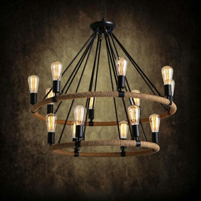 Simple American Style Chandelier 14 Head Industrial Ceiling Chandelier for Bar Bedroom Dining Room Cafe