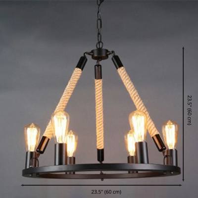 Simple American Style Chandelier 6 Head Industrial Ceiling Chandelier for Bar Bedroom Dining Room Hotel Room Cafe