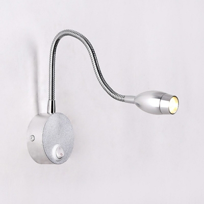Simplistic LED Bedside Reading Lamp Single-Bulb Aluminum Wall Mount Lamp in Warm/White Light