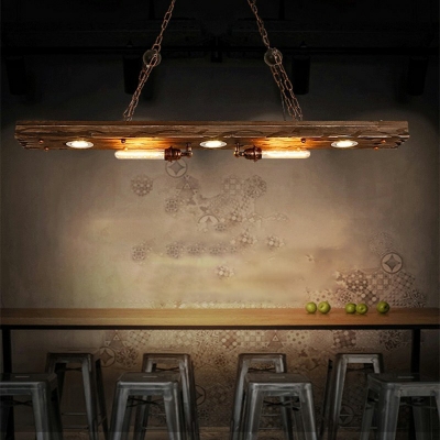 Vintage Nautical Style 5 Lights Chandelier Wood Pendant Light for Coffee Shop Restaurant