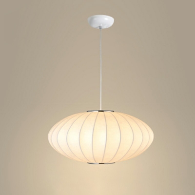 1 Bulb Ceiling Pendant Lamp Contemporary White Fabric Art Deco Suspended Light