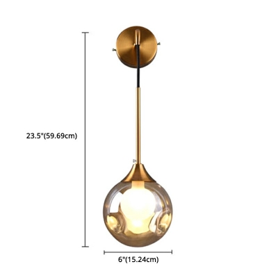 Ball Bedside Wall Lighting Clear Glass 1-Light Modern Wall Mounted Lamp for Study Bedroom