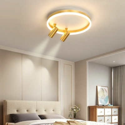 Circle Flush Mount Lamp 3 Lights Modern Dimmable Metal and Acrylic Shade Ceiling Light for Bedroom