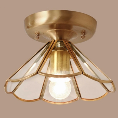 Colonialist Brass Bowl Close to Ceiling Lighting Bell Shade Flush Mount Lighting for Hallway