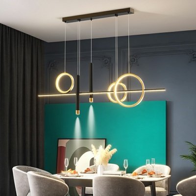 Contemporary Metal Island Lamp White Light 39.5 Inchs Length Hanging Ceiling Light for Living Room