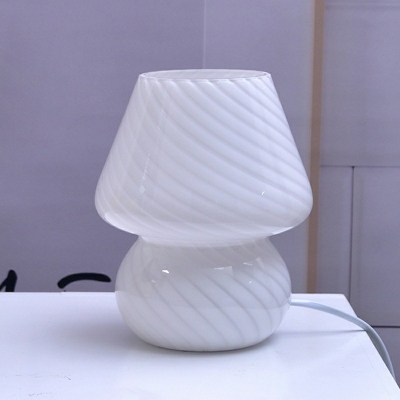 Cup Shape Bedside Task Lighting Glass Single Light LED Modern Night Table Lamp