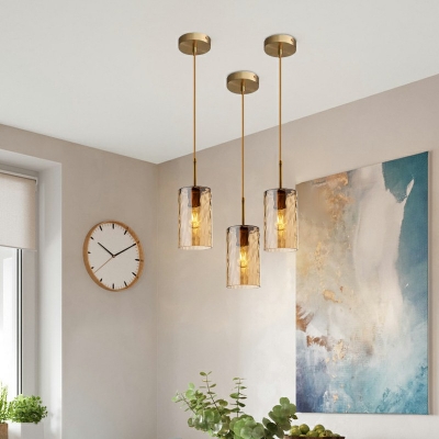Cylinder Shape Pendant Minimalist Glass Single Light Art Deco Ceiling Pendant Lamp