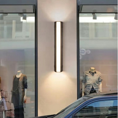 Cylinder Wall Sconce Light 2 Lights Creative Modern Metal and Acrylic Shade Wall Light for Courtyard