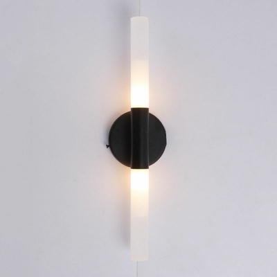 Cylinder Wall Sconce Light 2 Lights Modern Nordic Iron and Acrylic Shade Wall Light for Hallway