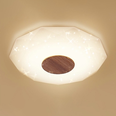 Dome Shape Flush Mount Contracted Modern Wood and Acrylic Shade Light for Study Room, 18