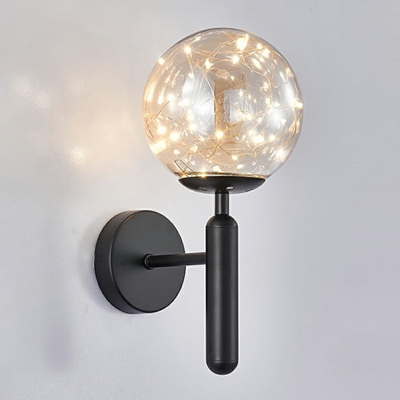 Glass Spherical Sconce Light Contemporary Wall Mount Lighting in Warm Light
