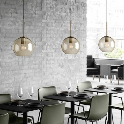 Globe Glass LED Hanging Light Modern and Simple Clear Pendant Light for Dinning Room Living Room