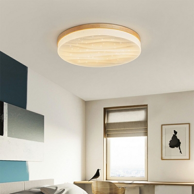 Hoop Shaped Flush Mount Minimalism Wood LED Ceiling Light in Natural Light for Bedroom