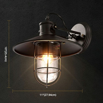 Industrial Style Cage Shade Wall Lamp Metal 1 Light Wall Light