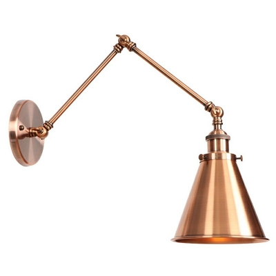 Industrial Style Cone Shade Wall Lamp Metal 1 Light Wall Light for Bedroom