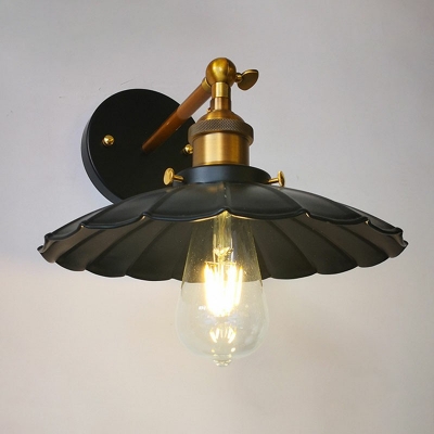 Industrial Style Scalloped Shade Wall Lamp Metal 1 Light Wall Light for Bedroom