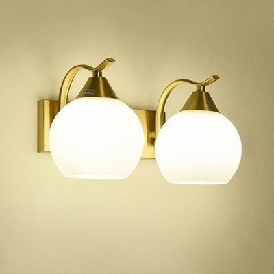 Industrial Vintage Globe Shade Wall Sconce Glass 2 Light Wall Lamp in Gold