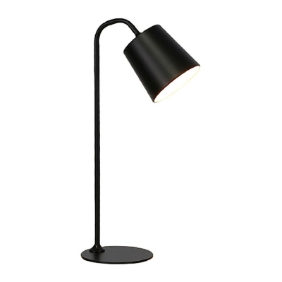Metal 1-Light Gooseneck Table Light Study Room Reading Table Lamp in Black/White
