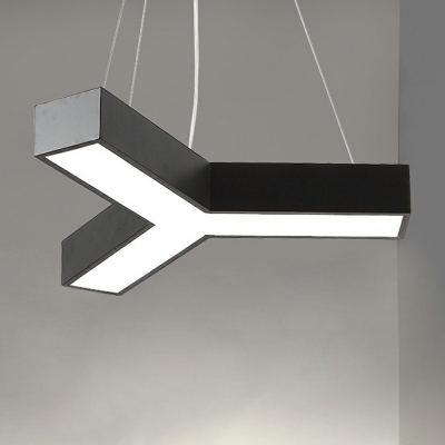Modern Metal LED Pendant Led Black Arcylic Y-Shape Office Meeting Room Workshop Corridor